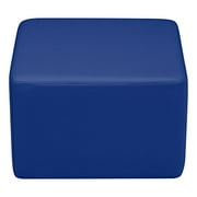 Shapes Structured Vinyl Soft Seating with Durable Frame - Square Stool 12"H- Blue