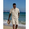 thumbnail image 6 of COOFANDY Mens Beach Set 2 Piece Cotton Linen Outfit for Men Short Sets For Summer Vacation Wedding, 6 of 6