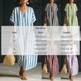 thumbnail image 3 of Jaunzuar Maxi Dresses for Women Striped Print Short Sleeve Summer Dresses Casual Everyday Wear Flowy Dresses with Pockets, S-2XL, 3 of 7