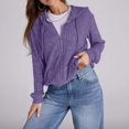 thumbnail image 5 of Sweaters for Women Long Sleeve Zip up Hoodies Ribbed Hooded Sweatshirts Loose Casual Cardigan Jackets with Pocket, 5 of 6