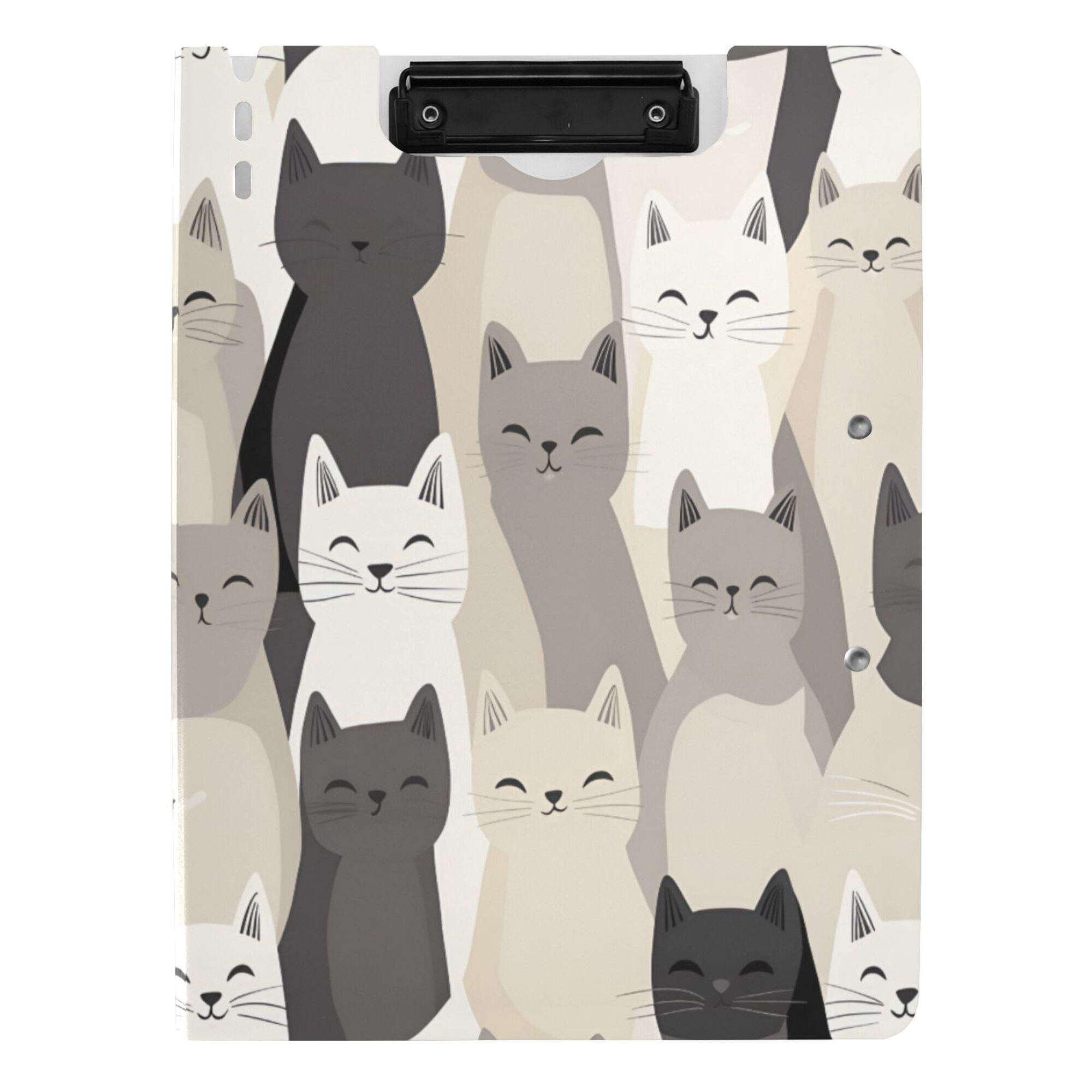 FORMRS A4 Clipboard Folder with Pen Holder Horizontal Foldable School Office Binder, Beige Cute Cats