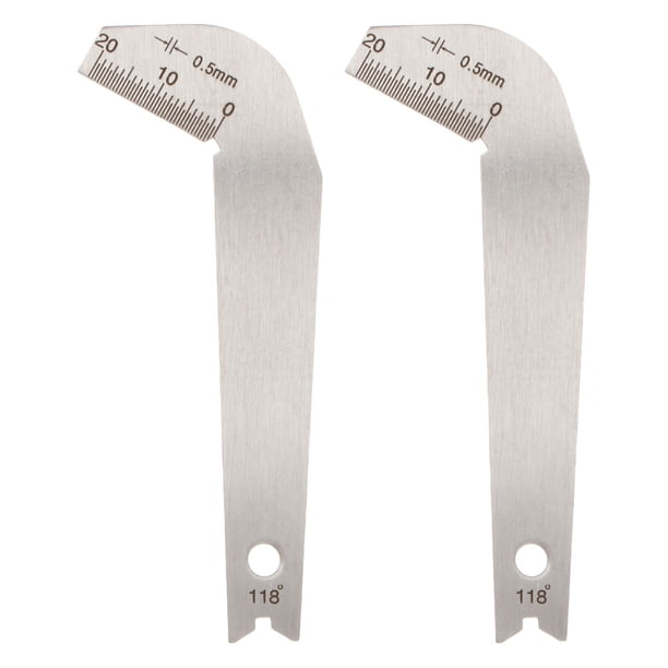 2 calibres de broca de acero inoxidable, plantilla de calibre de broca de 118 grados, herramienta de medición