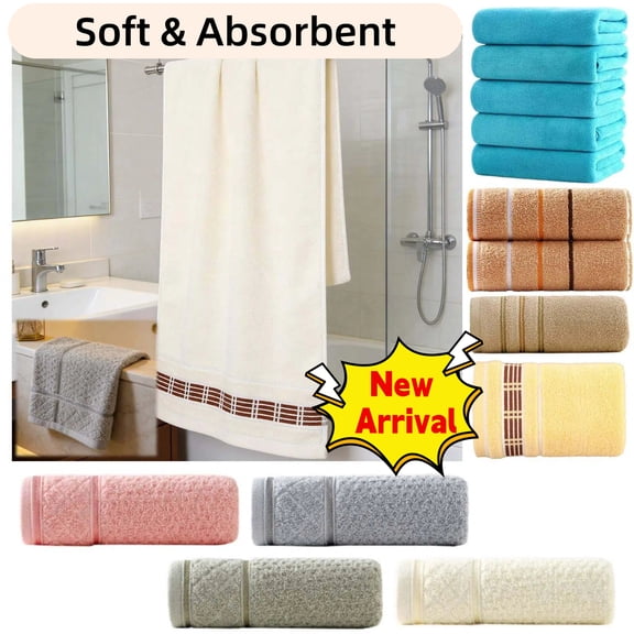 Soft Pure Cotton Hand Towel, Fine-Striped Absorbent Face Towel for Bathroom and Gym, Durable and Easy Care Personal Hygiene Staple, 28.7"x13", AKLJWH