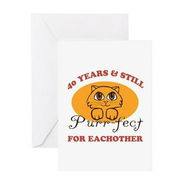 CafePress - 40Th Purr Fect Anniversary - Greeting Card, Blank Inside Glossy