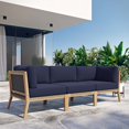 thumbnail image 2 of Lounge Sofa, Blue Navy Natural, Teak Wood, Outdoor Patio Balcony Cafe Bistro Garden Hospitality Restaurant, Modern Contemporary HB34450, 2 of 11