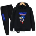 thumbnail image 3 of Conjunto de ropa informal para niños y niñas con capucha de Sonic, 2 piezas, primavera y otoño, chándal con capucha y pantalones de dibujos animados para niñas, 3 of 5