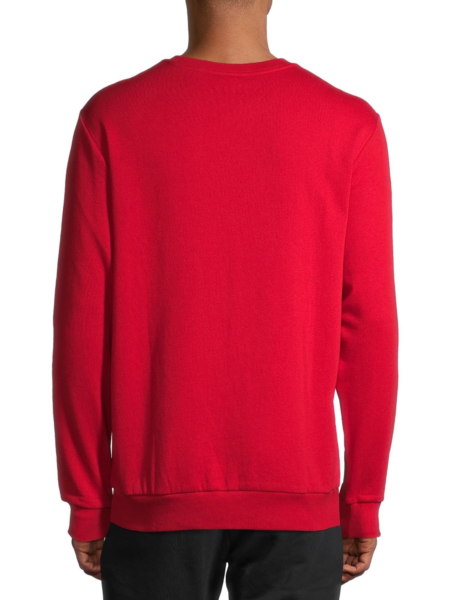 Disney Mickey Mouse Snowy Holiday Christmas Men's and Big Men's Pullover Graphic Sweatshirt in Brilliant Red