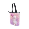 thumbnail image 3 of Zipper canvas bag large capacity large size practical handbag durable Canvas with leather material Kawaii White Alpaca, 3 of 7
