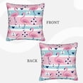 thumbnail image 3 of Bingfone Pink Striped Flamingo Linen Throw Pillow Covers Cushion Case Pocket Button Vintage Farmhouse Pillowcase for Sofa Couch Bed 16"x16", 3 of 9
