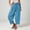 Light Blue, variant on Women's Harem Pants, Elastic Waist with Clean Front and Full-Length Hems, Cotton Blend for Everyday Styling