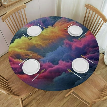 

Sheronv Clouds Smoke Water Round Table Cover Stain Resistant Washable for Indoor Outdoor Kitchen Dining Wedding Parties 100% Polyester Tablecloth Home Kitchen Parties Holiday Dinner 54 -58