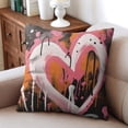 thumbnail image 4 of Valentine's Day Pink Black Heart Throw Pillow Covers 20"x20", Set Of 2, Linen Study Sofa Cushion Cover Indoor Living Room Home Decor, 4 of 7