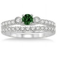 thumbnail image 2 of 2.25 Carat 6mm Round Cut Moissanite Diamond Antique Three Stone Bridal Set on 10k White Gold, 2 of 2