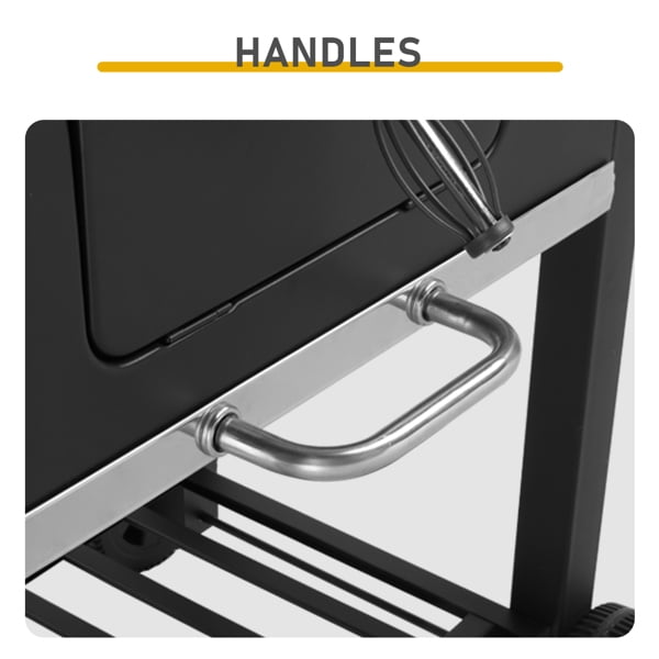 Alvantor Extra Large Charcoal Grill with Dual Adjustable Charcoal Trays Front Charcoal Access Doors Foldable Side Tables Wheels Warming Rack Gray