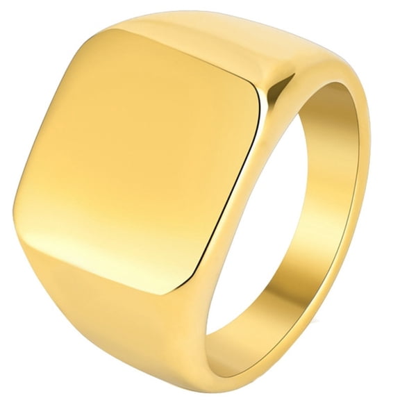 PAMTIER Titanium Steel Square Polished Rings for Men Simple Modern Elegant Statement Jewelry Gold Size 10