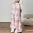 thumbnail image 5 of Flannel Plaid Pants Women Soft Warm Christmas Holiday Pajama Pant Wide Leg Loose Casual Sleep Pjs Bottoms (4XL, Pink), 5 of 6