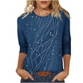 thumbnail image 2 of Vetsdori Ladies Holiday Tops Dressy Pullover Plus Size Round Neck Summer,3/4 Sleeve Tunic Blouses for Junior Graphic, 2 of 9