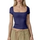 thumbnail image 2 of Xuyuer Women's Fashion Short Sleeve Solid Color Casual Fitted T-Shirts, Suitable For Summer, 2 of 6