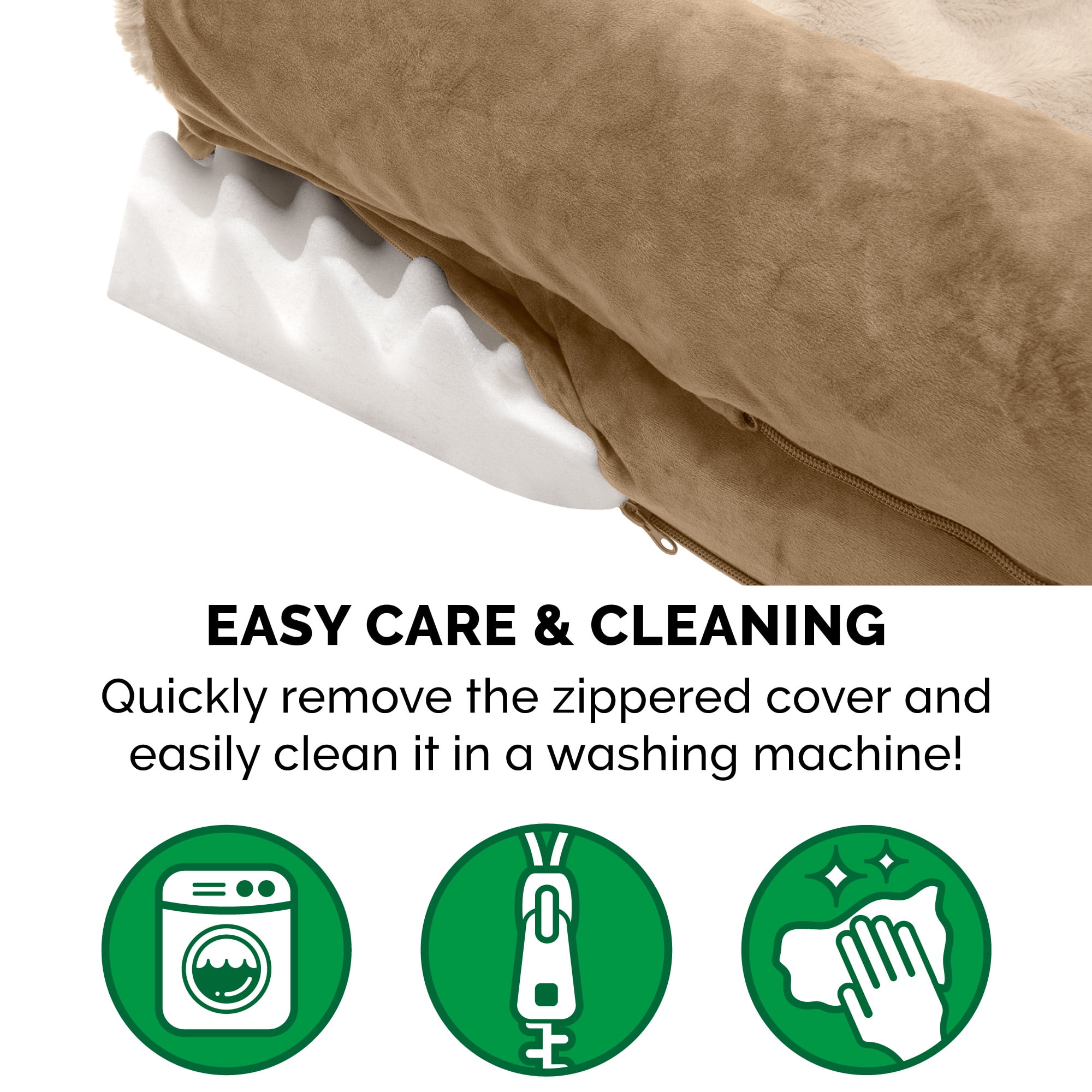 FurHaven Wave Fur & Velvet Deluxe Chaise Lounge Orthopedic Sofa-Style Pet Bed for Dogs & Cats - Brownstone, Medium