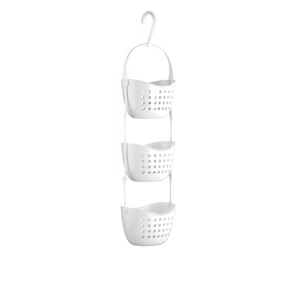 3-Tier Shower  Bathroom Hanging Basket Rack Kitchen Storage Organizer (White)