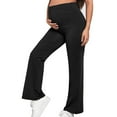 thumbnail image 2 of Eltusu Women Maternity Flare Leggings, Cotton Stretchy Soft Comfort Leggings over the Belly Black Size L, 2 of 4