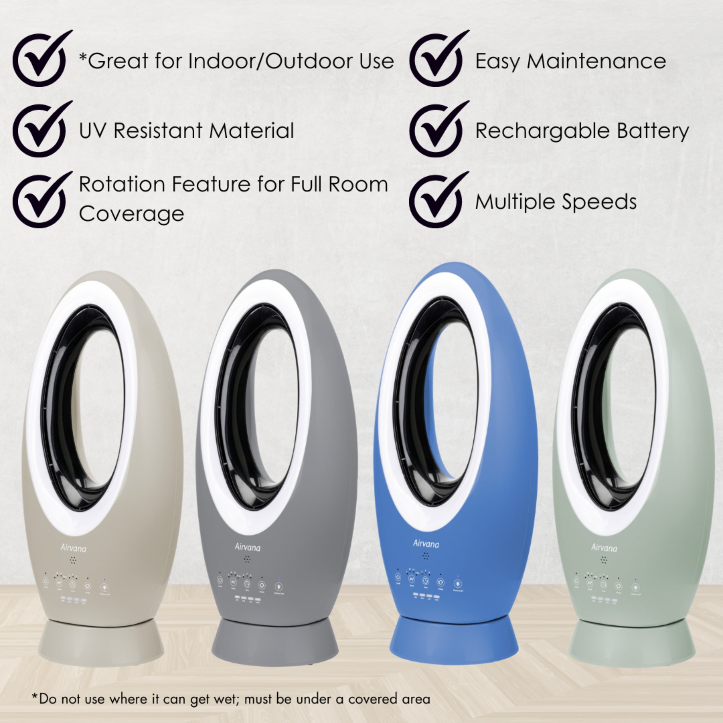Airvana Bladeless Rechargeable Indoor/Outdoor Fan, Sage