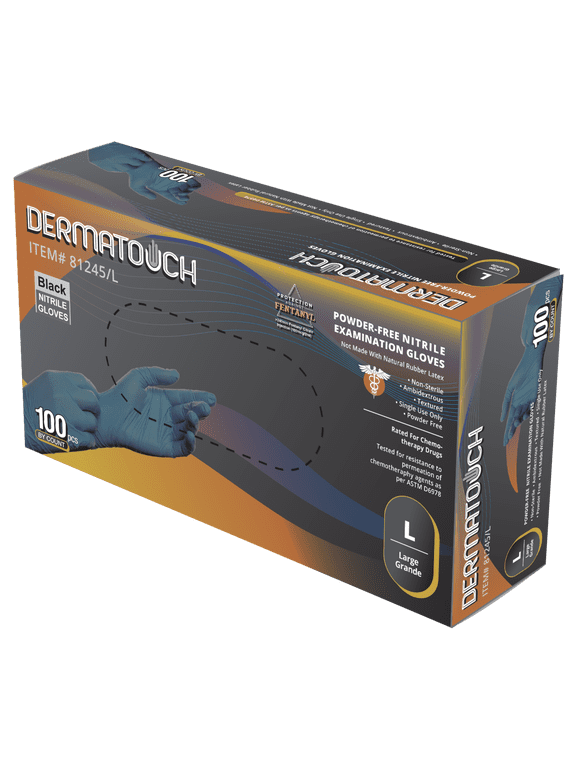 4.5 Mil Black Nitrile Examination Gloves  Powder-Free 81245 1 Case - XS