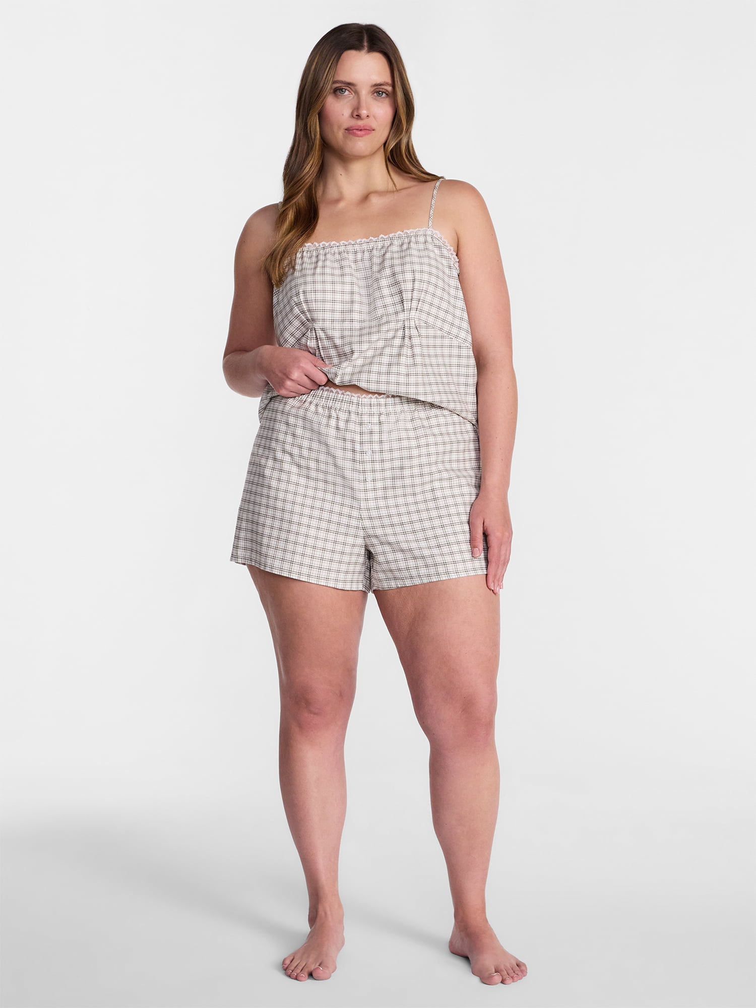 Joyspun Women's Woven Poplin Sleep Shorts, 3'' Inseam, Sizes XS-3X