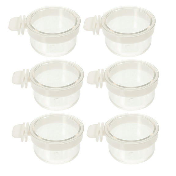 FRCOLOR 7pcs Transparent Parrot Food Bowls Detachable Plastic Bird Feeder Cup For Small Birds Parakeets And Cockatiels Cages Accessories