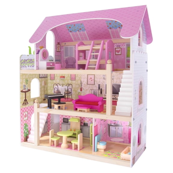 Casa de muñecas de madera con muebles Mila Casita de juguete para niñas Kids House CAM5MI