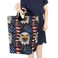 thumbnail image 4 of Yayeee Freestanding Laundry Hamper with Handle Collapsible Large Storage Basket for Clothes, Eagle Flag Pattern, 4 of 7