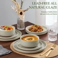 thumbnail image 4 of Vesteel 12-Piece Dinnerware Set for 4, Handcrafted Ceramic Plates and Bowls Set, Speckled Stoneware Dishes Set for Family, Microwave & Dishwasher Safe - Light Green, 4 of 11