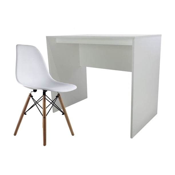 Set Escritorio Mundo In Home Office Cubo 90 Blanco y Silla JM-1618 Oslo Blanca