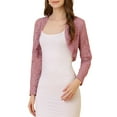 thumbnail image 1 of INSPIRE CHIC Women's Floral Lace Sheer Open Front Bolero Shrug Cropped Cardigan XS Grey Pink, 1 of 8