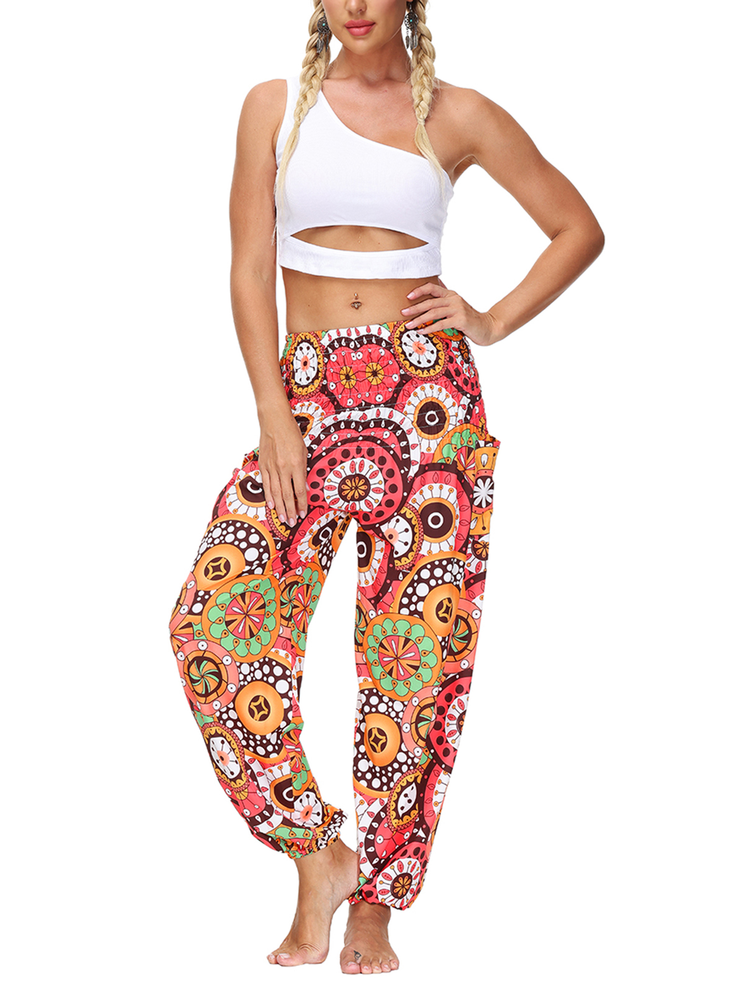 Merqwadd Women's Flowy Boho Pants Harem Loose Yoga Pants Casual