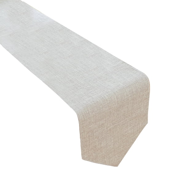 Linen Table Runner, 12x83 in (Beige)​ - Solid Color for Wedding, Party, 4-5ft Tables
