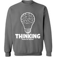 thumbnail image 2 of OXI Crewneck Sweatshirt - Thinking Please Be Patient,Basic Casual Sweatshirts for Men's and Women Fleece Sweatshirt Long Sleeve- Graphite Heather Large, 2 of 2