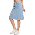 thumbnail image 5 of INSPIRE CHIC Women's Jean Skirts High Waist A Line Elastic Back Waist Casual Knee Length Denim Skirt L Pale Blue, 5 of 7