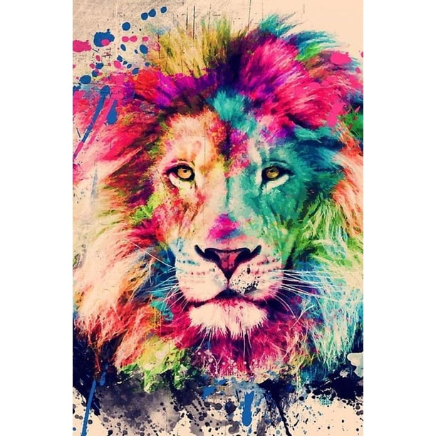 Pintura de diamante, pintura de diamante 5D, pintura de imágenes para niños, juego de pintura de diamante DIY, mosaico de león grande completo para niños, adultos, decoración de la pared del hogar
