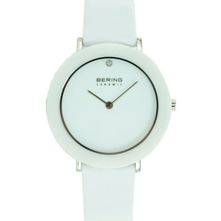 Bering Women's 34mm White Patent Leather Band Steel Case S. Sapphire Quartz Analog Watch 11435-654