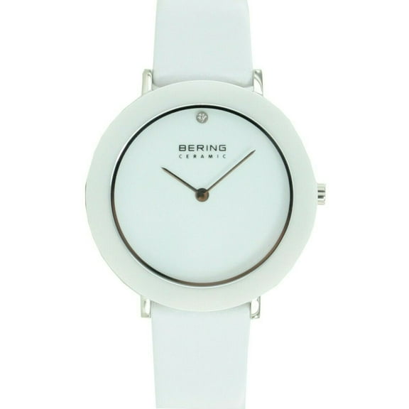 Bering Women's 34mm White Patent Leather Band Steel Case S. Sapphire Quartz Analog Watch 11435-654