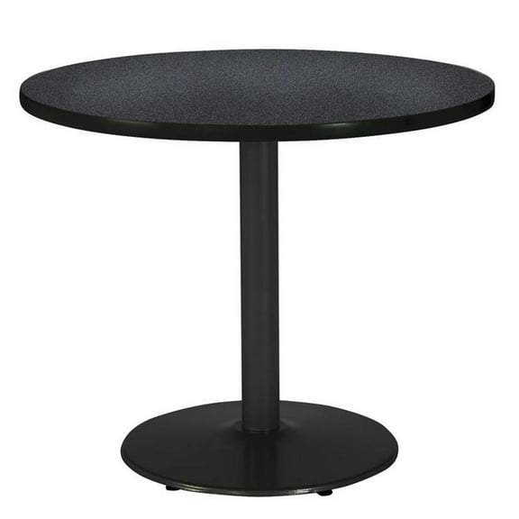 Pemberly Row 36" Round Breakroom Table with Graphite Nebula Top Round Black Base