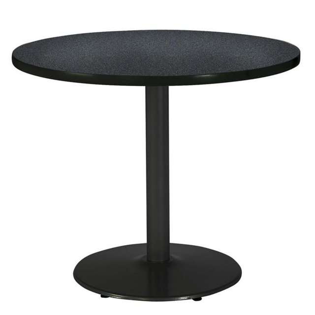 Pemberly Row Table de Salle de Repos Ronde de 42 Pouces avec Dessus Nébuleuse en Graphite Base Ronde Noire