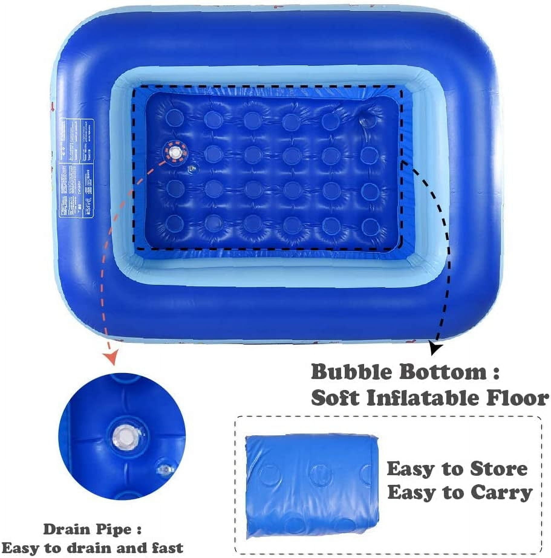 Inflatable Kiddie Pool 45x33x14 Inches with Soft Floor for Kids Indoor Outdoor Fun