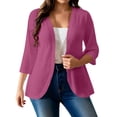 thumbnail image 3 of Cardigans for Women Classic Solid Color Loose 3/4 Sleeve Plus Size Cardigan for Daily Wear, 3 of 7