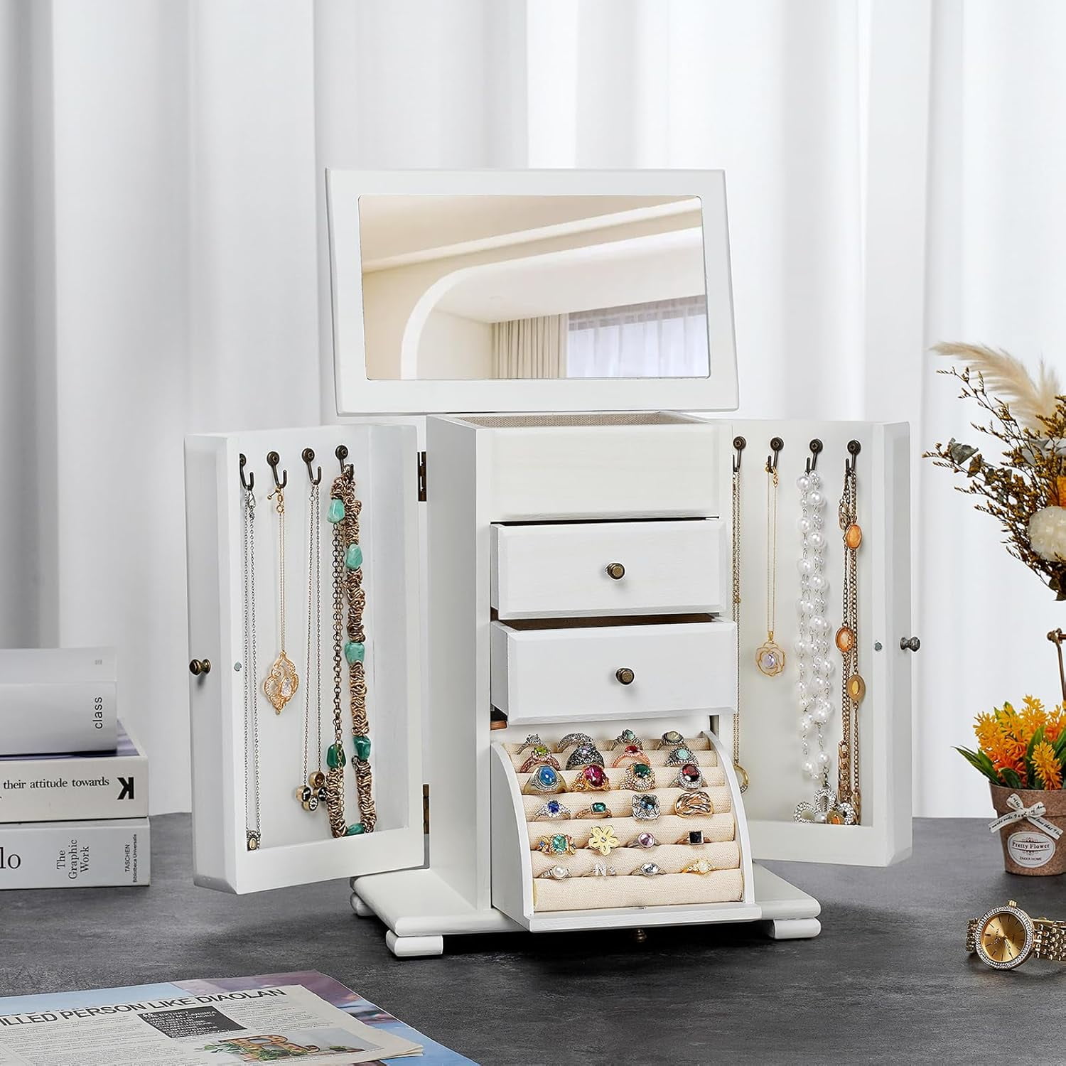 Free Shipping! Sfugno Jewelry Box, Wooden Jewelry Organizer with
