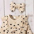 thumbnail image 6 of Karoyedx 3Pcs Toddler Girl Clothes Solid Color Long Sleeves Ruffle Top+ Pants+ Headband Khaki Size,3-6 Months, 6 of 6