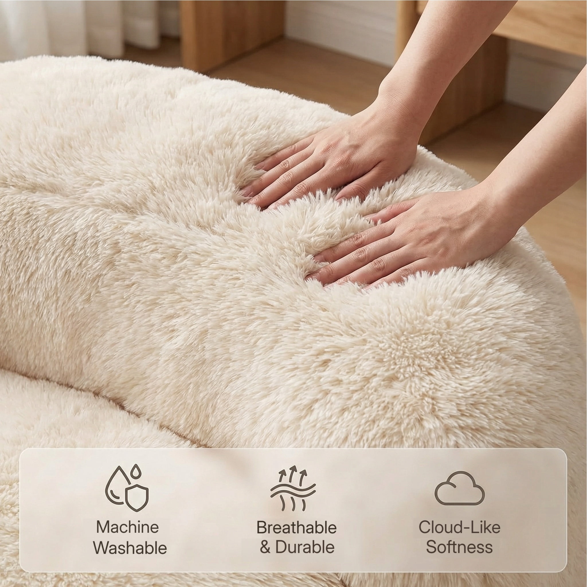Fulsmile Bean Bag Chair Large Plush Chairs for Adults Giant Beanbag Chair Bean Bag Sofa with Stuffed Memory Foam Bean Lounger Chair for Reading Gaming Relaxing, Beige
