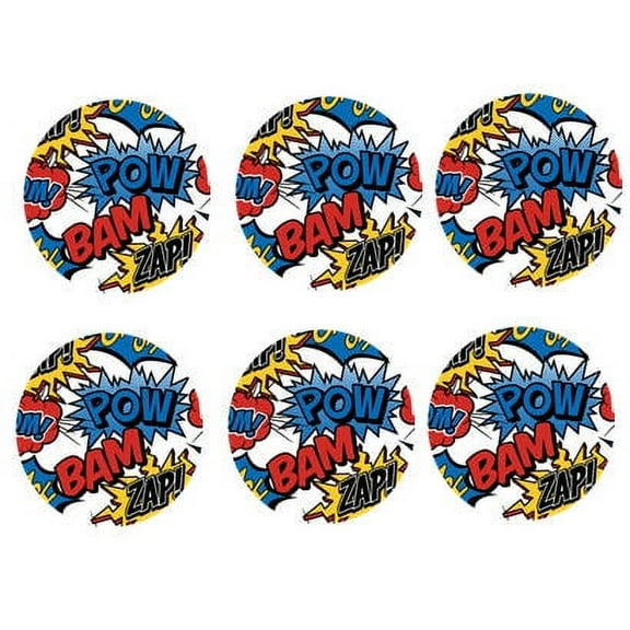 12 - 2 inch Super Hero Phrases Edible Cupcake Decoration Image
