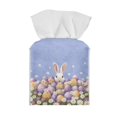 thumbnail image 2 of POLERO PU Leather Tissue Box Cover Square with Colored Eggs Rabbit, Waterproof Decorative Tissue Box Holder for Bathroom, Office, Desk, Car, 5.1"X5.1"X5.5", 2 of 7
